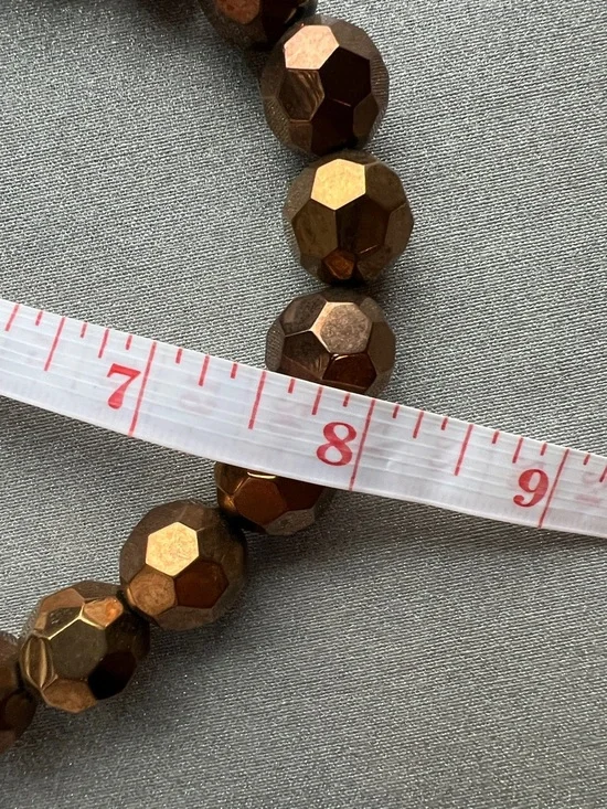 Faceted Metallic Brown Statement 8” Necklace - Picture 7 of 11